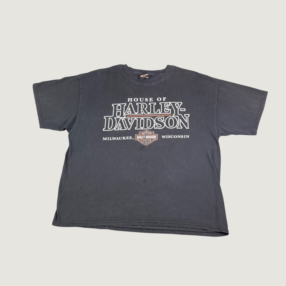 Harley Davidson T Shirt Mens XL Black House of Milwaukee Wisconsin Graphic 2014
